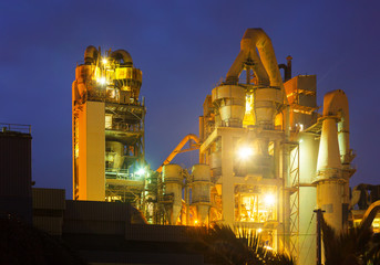  cement factory in evening