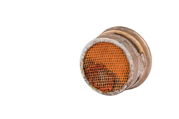 The old and used stopcock on white background