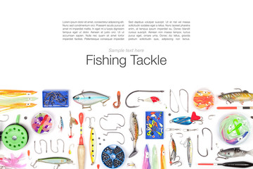 fishing tackle on white background