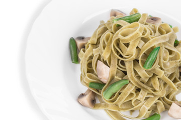 Pasta tagliatelle with green peas 