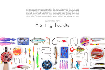 fishing tackle on white background