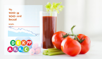 close up of fresh juice and vegetables on table