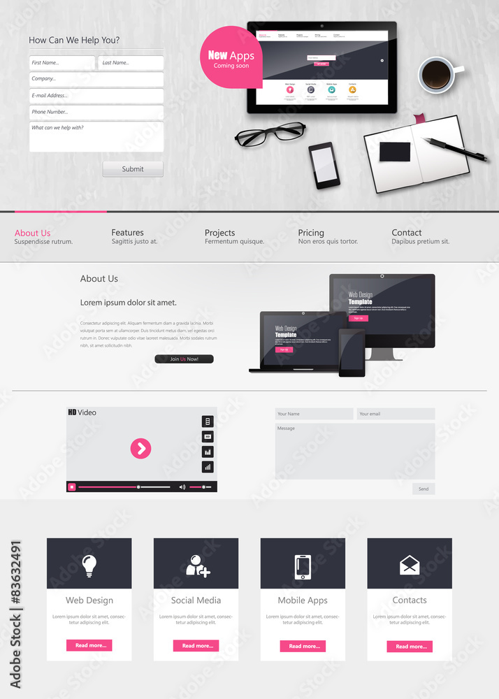 Sticker website template vector design