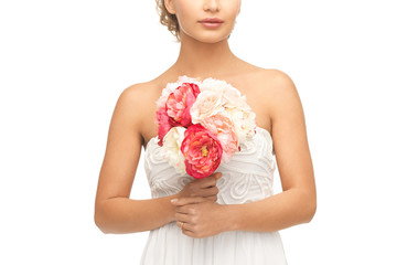 woman with bouquet of flowers