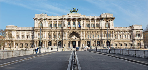 Fototapeta na wymiar Rome - The facade of Palace of Justice - Palazzo di Giustizia.