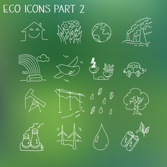 Ecology organic signs eco and bio elements in hand drawn style