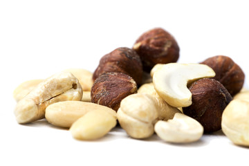 hazelnut, walnut and almond over white