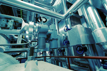 Industrial zone, Steel pipelines, valves and cables