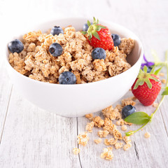 bowl of muesli with berries fruits