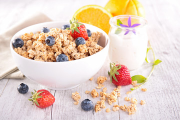 bowl of muesli with berries fruits