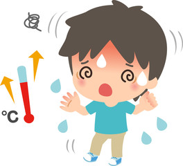 暑さで熱中症になった男性