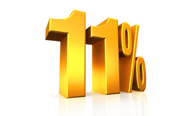 3D render percent text in gold.