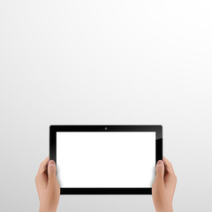 Realistic Vector illustration Blank Tablet in hand