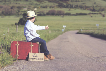 niño en la carretera