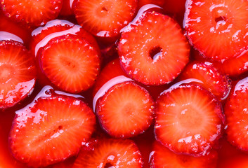 Strawberries fruit background.