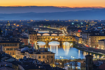 Obrazy na Plexi  widok na Florencję z Ponte Vecchio, Włochy