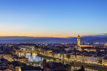 Fototapeta na wymiar view of Florence with Ponte Vecchio, Italy