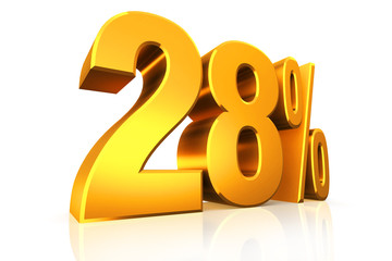 3D render percent text in gold.