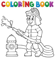 Fototapeta premium Coloring book firefighter theme 1