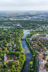 aerial view of wroclaw city suburbs