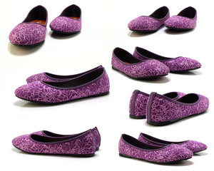 violet shoes for women on a white background