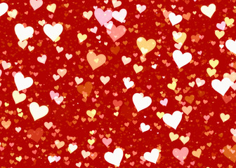 Fototapeta na wymiar many hearts on red backgrounds of Love symbol