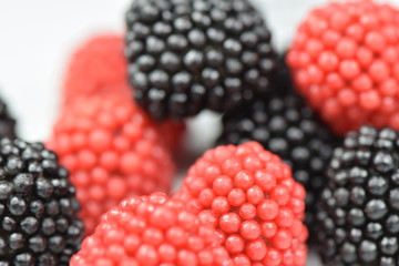 Black and red candy blackberries.