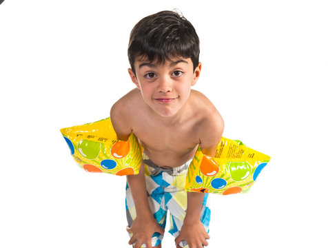Happy child in swimsuit