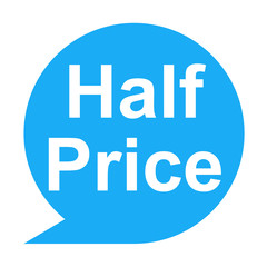Icono texto Half Price azul