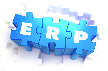 Fototapeta premium ERP - White Word on Blue Puzzles.