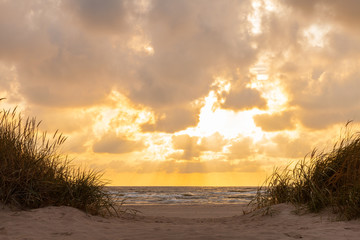 Dramatic sunset with heavy clouds over Baltic.