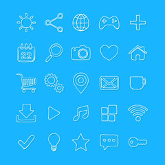 Hand drawn internet, web icon set. Vector illustration.