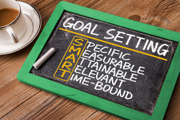 smart goal setting hand drawn on blackboard