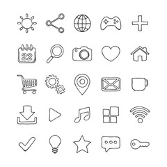 Hand drawn web icon set. Vector illustration.