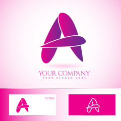 Purple pink 3d letter A logo