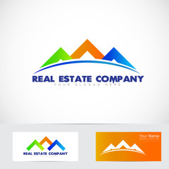 Colored house real estate logo