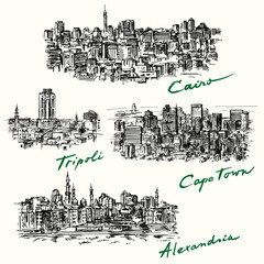 Cairo, Tripoli, Cape Town, Alexandria