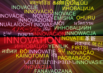 Innovation multilanguage wordcloud background concept glowing