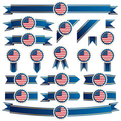 usa ribbons vector stars and stripes flag emblems clipart with copy space isolated on white