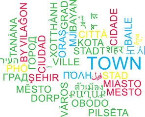 Town multilanguage wordcloud background concept