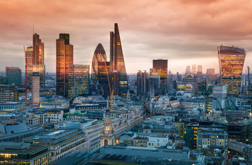 LONDON, UK - JANUARY 27, 2015: London's panorama in sun set. 