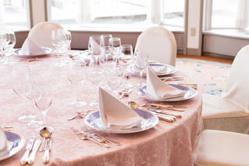 Beautiful table setting. restaurant,party and wedding. 
