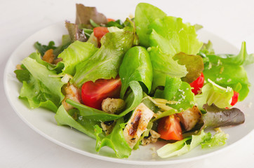 Chicken fresh salad on a plate.