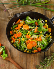 vegetables in  iron skillet