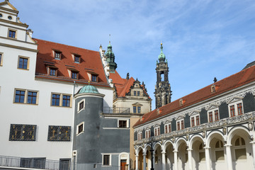 Fototapeta premium View of Stables Courtyard toward George Gate, Dresden, Saxony, G
