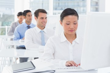 Fototapeta premium Concentrate work team using computer 