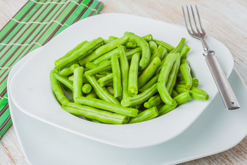 Fresh green beans in a plate