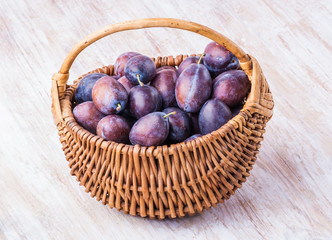 Plums in a basket