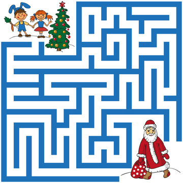 maze of Santa Claus and Christmas tree