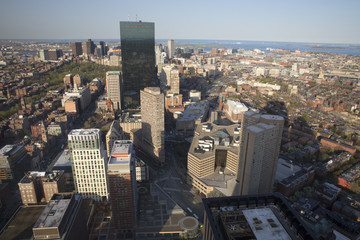 Boston's panoramic view as it is seen from Prudential tower 
